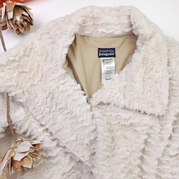 Patagonia Cream Fringe Layered Fleece Coat Xs - Picture 4 of 15